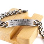 Little Brother Cuban Chain Stainless Steel Engraved Bracelet You are braver than you believe, stronger than you seem, Inspirational Birthday Christmas Graduation Gifts