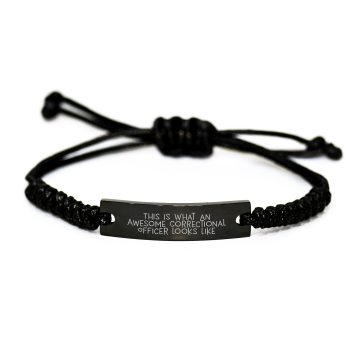 Funny Correctional Officer Gifts from Friends, Christmas Unique Rope Bracelet for Men, Engraved Rope Bracelet with Correctional Officer Quote