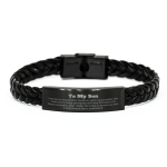 To My Son Gifts, Never give up no matter what, Inspirational Son Braided Leather Bracelet, Encouragement Birthday Christmas Unique Gifts For Son
