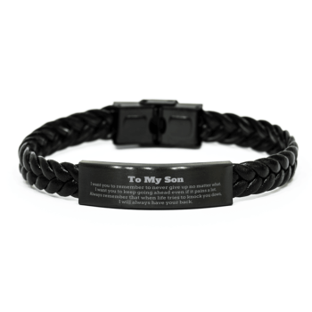 To My Son Gifts, Never give up no matter what, Inspirational Son Braided Leather Bracelet, Encouragement Birthday Christmas Unique Gifts For Son